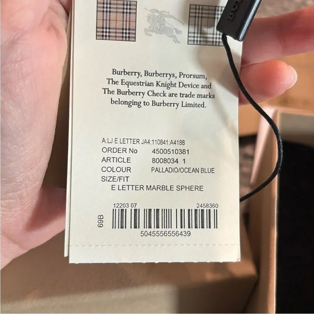 Burberry Silver Pendant Charm letter E NWT